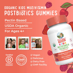 Organic Kids Multivitamin + Postbiotics Gummies