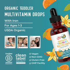 Organic Toddler Multivitamin Liquid Drops With Iron