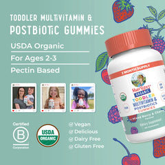 Organic Toddler Multivitamin + Postbiotics Gummies
