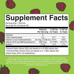 Sugar-Free D3 + B12 Gummies (Raspberry)